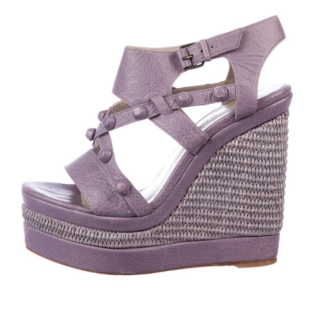 Balenciaga Leather Studded Accents Espadrilles